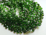 5mm Green Diopside Faceted Heart Beads, Chrome Diopside, Green Tourmaline Heart