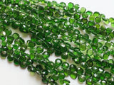 5mm Green Diopside Faceted Heart Beads, Chrome Diopside, Green Tourmaline Heart