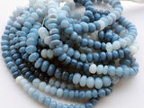 7-7.5mm Blue Opal Smooth Rondelle Beads, Blue Opal Plain Rondelles, Blue Opal