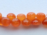 9 mm Carnelian Faceted Onion For Jewelry, Carnelian Briolettes, Juicy Orange