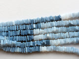 4-5mm Blue Opal Heishi Beads, Shaded Blue Opal Square Spacer Beads, Shaded Opal