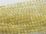 6mm Lemon Quartz Micro Faceted Rondelle Beads, Lemon Yellow Faceted Round Beads