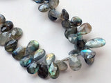 7x10 mm-14x10 mm Labradorite Faceted Pear Beads Briolette For Jewelry