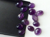 11x9mm-13x11mm Amethyst Oval Faceted Cabochon, Oval Rose Cut Amethyst Jewelry