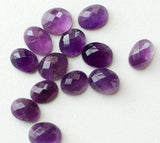 11x9mm-13x11mm Amethyst Oval Faceted Cabochon, Oval Rose Cut Amethyst Jewelry