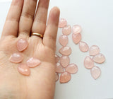 10x12mm Rose Chalcedony Rose Cut Pear Cabochon, Pink Faceted Flat Back Cabochons