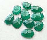 17-19mm Green Chalcedony Rose Cut Flat Back Cabochons, Green Faceted Cabochons