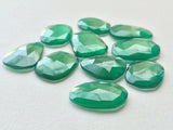 17-19mm Green Chalcedony Rose Cut Flat Back Cabochons, Green Faceted Cabochons