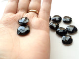 15x15mm Black Onyx RoseCut Gemstones, 5 Pieces Double Side Cut Black Onyx