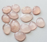 13-15mm Rose Pink Chalcedony Rose Cut Cabochon, Pink Chalcedony Rose Cut Flat