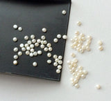 2-3mm Ivory Pearls, Natural Fresh Water Pearl Cabochons, Loose Flat Pearls