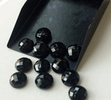 12mm Black Onyx Round RoseCut Cabochon, Black Onyx Faceted Flat Back Gemstones