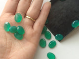 13x10mm Green Onyx Oval Table Cut Cabochons, Green Onyx Faceted Oval Cabochons