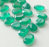 13x10mm Green Onyx Oval Table Cut Cabochons, Green Onyx Faceted Oval Cabochons