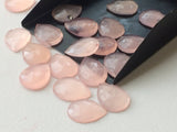 12x16mm Rose Pink Chalcedony Rose Cut Pear Cabochon Light Pink Faceted Flat Back