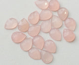 13x16mm Rose Pink Chalcedony Faceted Pear Cabochon, Rose Pink Rose Cut Flat Back