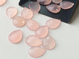 13x16mm Rose Pink Chalcedony Faceted Pear Cabochon, Rose Pink Rose Cut Flat Back