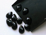 8x12mm Black Onyx Rose Cut Pear Cabochon, Black Onyx Flat Back Gems