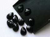 14x10mm Black Onyx Faceted Pear Cabochon, Black Onyx RoseCut Gemstones