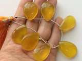 22-32 mm Yellow Chalcedony Pear Bead, Yellow Chalcedony Plain Briolettes, Yellow