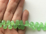 14x10 mm Green Chalcedony Pear, Green Briolette Beads, Green Pear Beads