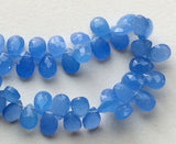 7x10 mm Blue Chalcedony Faceted Pear, Chalcedony Briolette Bead, Blue Pear Bead