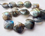 15-18 mm Labradorite Beads, Labradorite Faceted Cushion Cut Straight Drill Bead