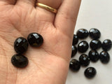 14x10mm Black Onyx Faceted Oval Cabochon, Black Onyx RoseCut Gemstones