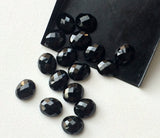 8x10mm Black Onyx Faceted Flat Back Cabochons, Onyx Rose Cut Gems, Onyx