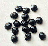 14x10mm Black Onyx Faceted Oval Cabochon, Black Onyx RoseCut Gemstones