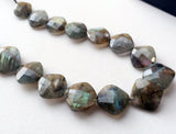 15-18 mm Labradorite Beads, Labradorite Faceted Cushion Cut Straight Drill Bead