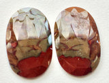 42x24mm American Jasper, Drilled 2 Pc Jasper For Earrings, Faceted Oval Pair