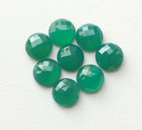 10mm Green Onyx Faceted Round Flat Back Cabochons, Rose Cut Green Onyx Cabochon