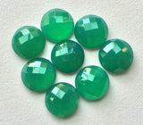 10mm Green Onyx Faceted Round Flat Back Cabochons, Rose Cut Green Onyx Cabochon