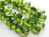 10x14 mm Peridot Mystic Quartz, Huge Hydro Peridot Color, Faceted Pear Beads