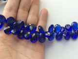 10x14 mm Royal Blue Mystic Quartz Faceted Pear Bead, Hydro Royal Blue Color Pear