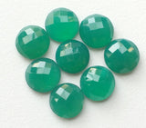 14mm Green Onyx Rose Cut Cabochons, Green Onyx Faceted Round Cabochons