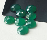 12mm Green Onyx Rose Cut Cabochons, Green Onyx Faceted Round Flat Back Cabochon