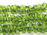 10x14 mm Peridot Mystic Quartz, Huge Hydro Peridot Color, Faceted Pear Beads