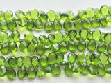 10x14 mm Peridot Mystic Quartz, Huge Hydro Peridot Color, Faceted Pear Beads