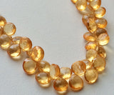 10 mm Citrine Color Crystal Coated Quartz Faceted Heart Briolette, Citrine Color