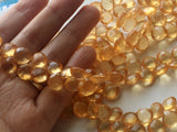 10 mm Citrine Color Crystal Coated Quartz Faceted Heart Briolette, Citrine Color