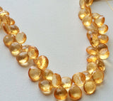 10 mm Citrine Color Crystal Coated Quartz Faceted Heart Briolette, Citrine Color