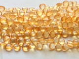 10 mm Citrine Color Crystal Coated Quartz Faceted Heart Briolette, Citrine Color