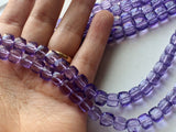 7 mm Amethyst Coated Crystal Quartz Box Beads, Coated Crystal Bead Faceted Box