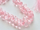 7x11 mm Rose Pink Coated Crystal Micro Faceted Tear Drop Beads, Crystal Quartz