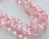 7x11 mm Rose Pink Coated Crystal Micro Faceted Tear Drop Beads, Crystal Quartz