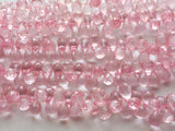 7x11 mm Rose Pink Coated Crystal Micro Faceted Tear Drop Beads, Crystal Quartz