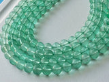 7-8mm Light Emerald Green Color Coated Crystal Quartz Faceted Round Balls, Green