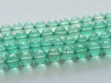 7-8mm Light Emerald Green Color Coated Crystal Quartz Faceted Round Balls, Green